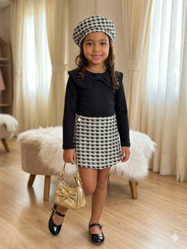 Conjunto com Boina Preto